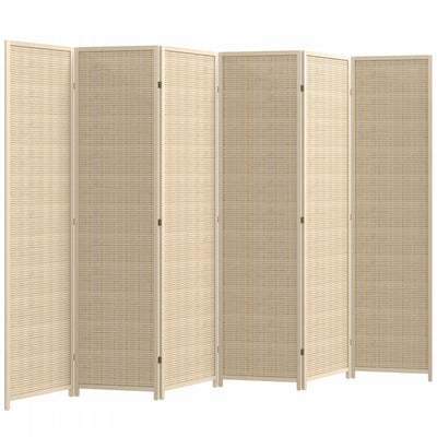 HOMCOM 6 Ft 6 Panel Room Divider, Folding Bamboo Privacy Screens, Natural