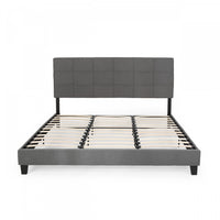  Lucia Cadre De Lit Plateforme Capitonne Avec Couture Waffle, Taille King, Gris Charbon