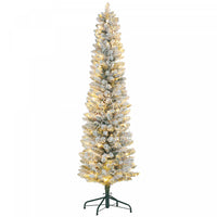 Homcom Arbre De Noel Artificiel Floque Enneige De 7 Pieds Avec Lumieres
