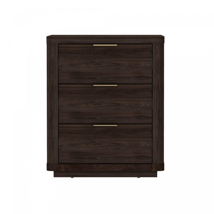 Table de nuit moderne Evelyn 20\" en brun (3 tiroirs)