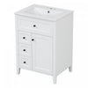Scott Meuble-lavabo de 24\" avec vasque en ceramique et pieds en bois caoutchouc, Blanc