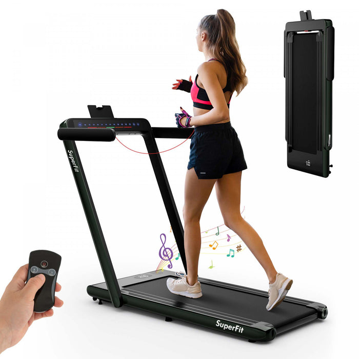 Tapis De Course Pliable 2 En 1superfit – Moteur 2,25 Cv – Double Ecran – Haut-parleur Bluetooth