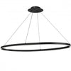 Lustre horizontal Circulo de Dainolite en acrylique blanc qui diffuse la lumière, avec fini noir mat et ampoule de 63 W
