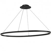 Lustre horizontal Circulo de Dainolite en acrylique blanc qui diffuse la lumière, avec fini noir mat et ampoule de 63 W