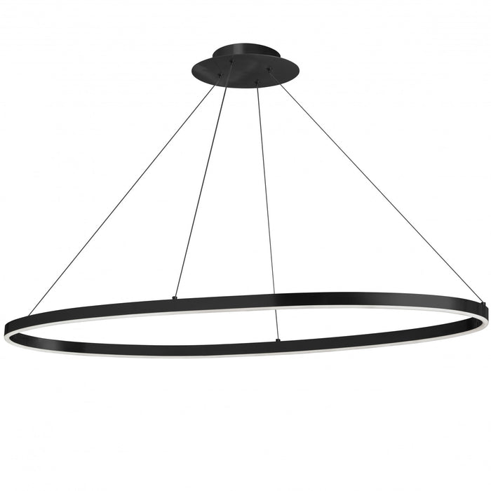 Lustre horizontal Circulo de Dainolite en acrylique blanc qui diffuse la lumière, avec fini noir mat et ampoule de 63 W