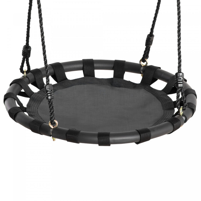 Homcom Balancoire A Suspendre A Un Arbre De 59,9 Cm - Plate-forme Volante - Se Fixe A Un Arbre Ou A Une Balancoire Existante - Aire De Jeux Pour Enfants - Hamac Rond - Noir
