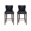 Tabouret de bar Blair moderne en bois et tissu, noir - Lot de 2