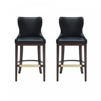 Tabouret de bar Blair moderne en bois et tissu, noir - Lot de 2