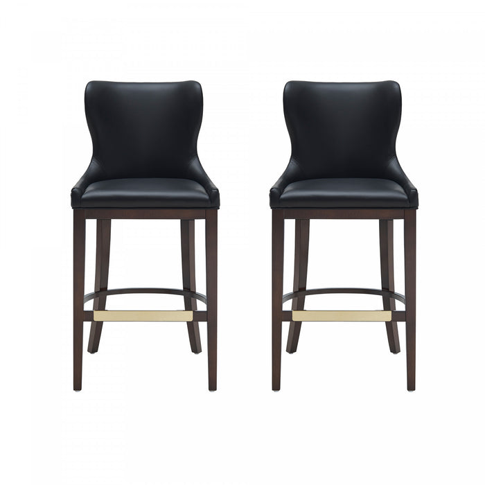 Tabouret de bar Blair moderne en bois et tissu, noir - Lot de 2