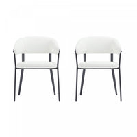 Chaise de salle a manger moderne en metal et tissu Belle, blanche - Lot de 2