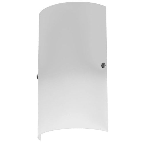 Applique murale Paza de Dainolite en verre blanc givré, avec accents chromés satinés et 1 ampoule