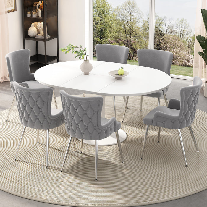 Ensemble de salle a manger moderne Sophia 7 pieces avec table et chaises, gris