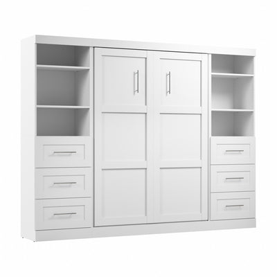 Bestar Pur Full Murphy Bed and Two Shelving Units with Drawers 109-Inch Wall Bed - White|Lit double escamotable mural Pur de Bestar de 109 po avec 2 meubles à tablettes et tiroirs - blanc