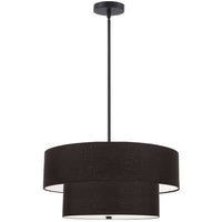Luminaire suspendu Everly de Dainolite avec abat-jour noir, 2 niveaux, fini noir mat et 4 ampoules
