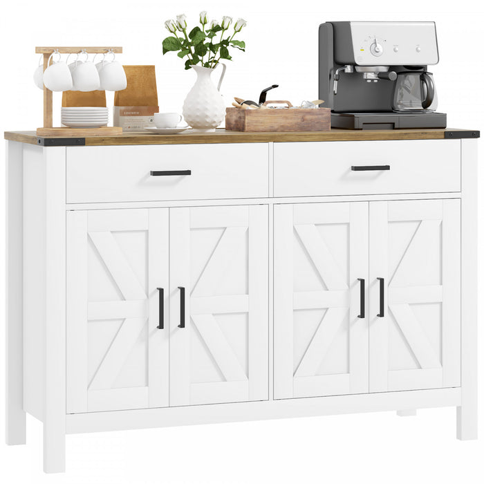 HOMCOM Buffet avec 2 tiroirs 2 armoires de rangement Buffet, Blanc