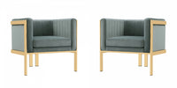  Fauteuil lounge moderne en velours Paramount coloris gris chaud - Lot de 2