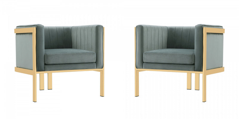 Fauteuil lounge moderne en velours Paramount coloris gris chaud - Lot de 2