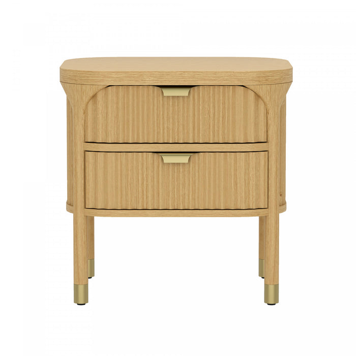 Table de nuit contemporaine Park 24\" en bois naturel (2 tiroirs)