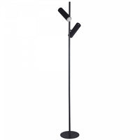 Lampe à pied Constance de Dainolite en acrylique givré qui diffuse la lumière, avec fini noir mat et ampoule de 12 W