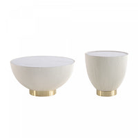  Ensemble de 2 tables Anderson Modern : table basse et table d’appoint en creme