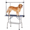 Pawhut Table De Toilettage Pour Chien Reglable Plateau En Caoutchouc 2 Sangles De Securite Panier De Rangement En Maille 67\"x 42.25\" X 23.5\"