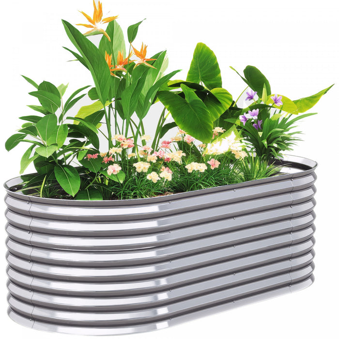 Outsunny Lit de jardin sureleve galvanise, facile a bricoler, argent