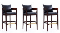 Tabouret de bar en bois rembourre style mid-century Ritz noir - Lot de 3