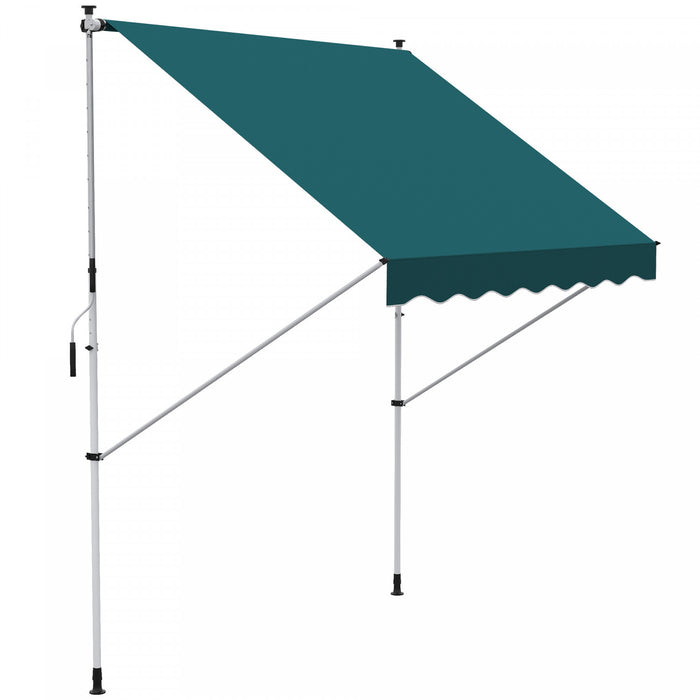 Outsunny Store Banne Manuel Retractable Inclinaison Reglable Installation Rapide Metal Alu Polyester Vert