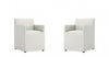 Fauteuil moderne en cuir vegetalien Anna Square en gris pierre - Lot de 2