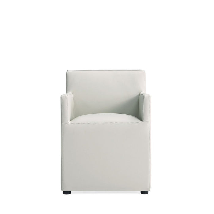 Chaise de salle à manger carrée et moderne sans accoudoirs Anna de Manhattan Comfort en similicuir - pierre gris clair