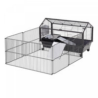 Cage Pour Huche A Lapins En Metal Pawhut Maison Principale Huche Pour Cochons D'inde Hangar Pour Pet