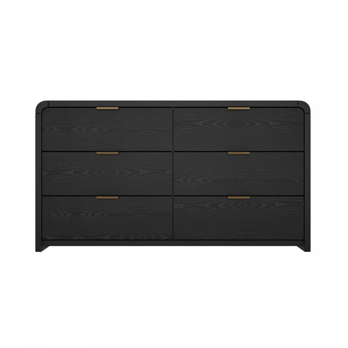 Commode moderne Grace 60\" en noir (6 tiroirs)