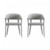 Chaise de salle a manger moderne en metal et tissu Belle, gris pierre - Lot de 2