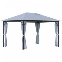 Outsunny 13' X 10' Gazebo Canopy Abri De Fete Avec Cadre En Acier, Rideaux, Parois Laterales En File
