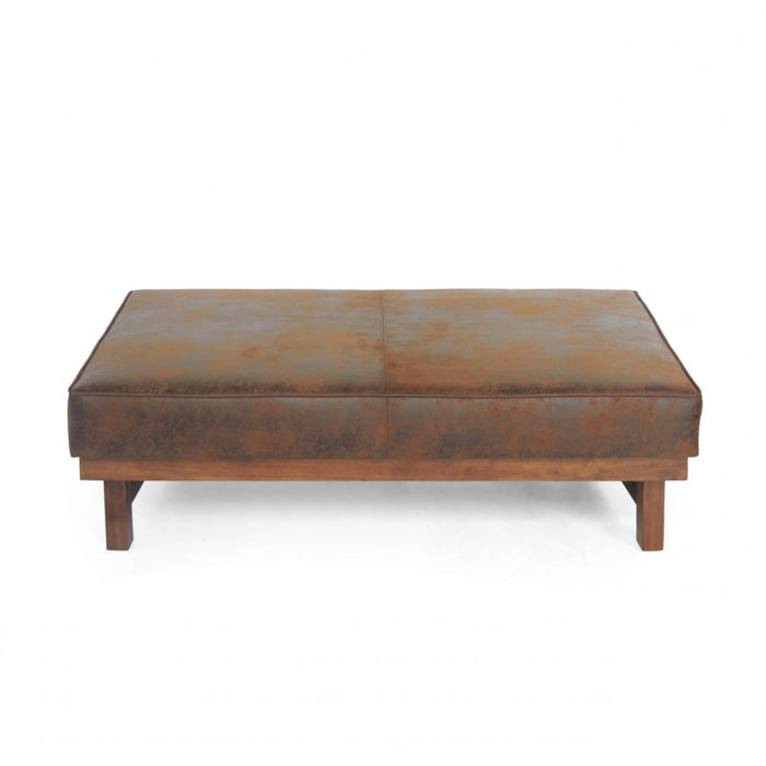 Grande Table Basse Ottoman Harrison en Similicuir avec Fonction de Rangement - Marron