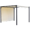 Outsunny 10' X 10' Pergola Tonnelle De Jardin Avec Auvent Coulissant Structure Acier Epoxy Et Toile Polyester Creme Et Noir
