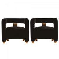 Fauteuil lounge moderne Amirah en velours noir - Lot de 2