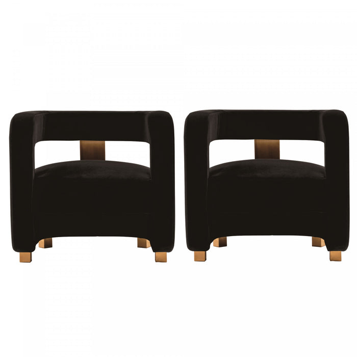 Fauteuil lounge moderne Amirah en velours noir - Lot de 2