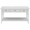 Table Console Sabina En Bois Massif Avec 3 Tiroirs Et Etagere - Blanc Antique