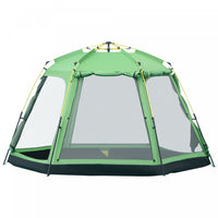 Outsunny Tente De Camping Design Pop-up 6 Personnes, Tente De Randonnee En Tissu A 2 Niveaux Avec 4