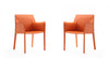 Chaise laterale moderne en cuir vegetalien Paris en corail - Lot de 2