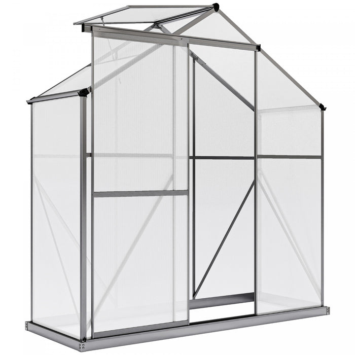 Outsunny Serre de plain-pied en aluminium et polycarbonate de 6x2,5pi, gris