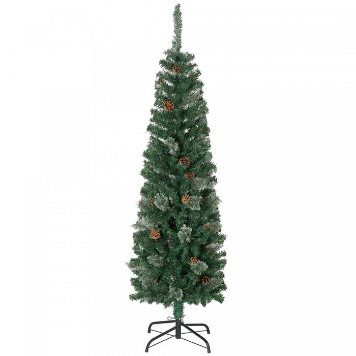 Homcom Sapin De Noel Artificiel Avec Aiguilles De Pin Et Pommes De Pin