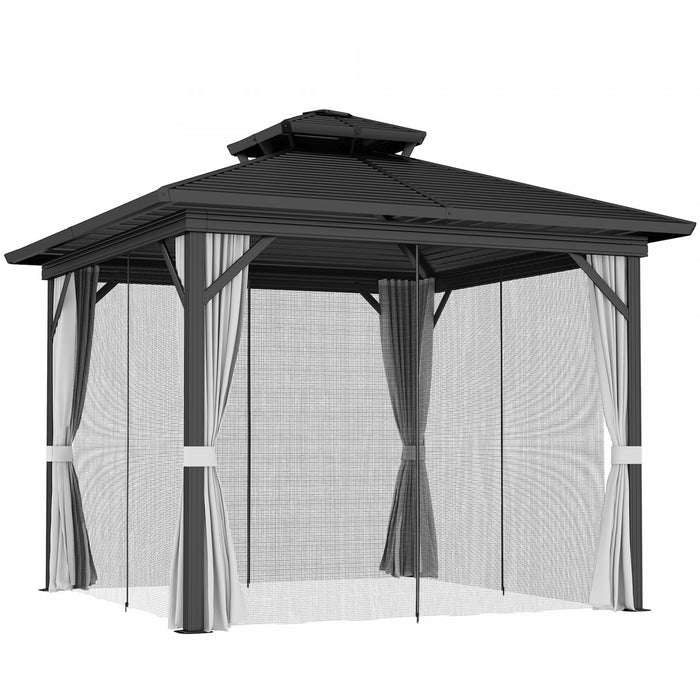 Outsunny Gazebo Exterieur En Aluminium A Toit Rigide 10x10 Pi, Gris Clair