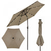Costway Parasol de marche solaire LED de 9 pieds avec reglage d'inclinaison et manivelle, tan