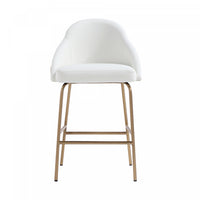 Tabouret de comptoir moderne Gracie en metal, rembourre, blanc et or