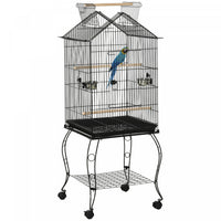 Pawhut Grande Cage A Perroquets En Metal Pour Oiseaux Cage A Perruches Cage A Oiseaux Support Pour S