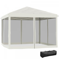 Outsunny 10' X 10' Tente Gazebo Avec Filet Amovible En Maille Laterale, Sac De Transport Pour Jardin