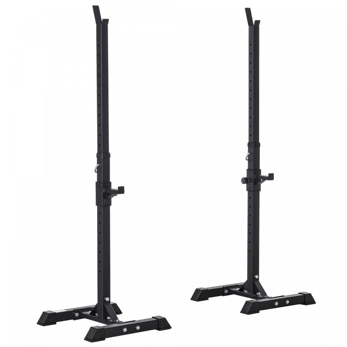 Soozier Adjustable Stable Power Squat Stand Portable 2 Bars Barbell Holder Weight Rack (black/grey)