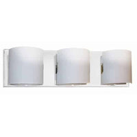 Lumière de coiffeuse Sanctuary de Dainolite en verre givré blanc, avec fini chromé poli et 3 ampoules